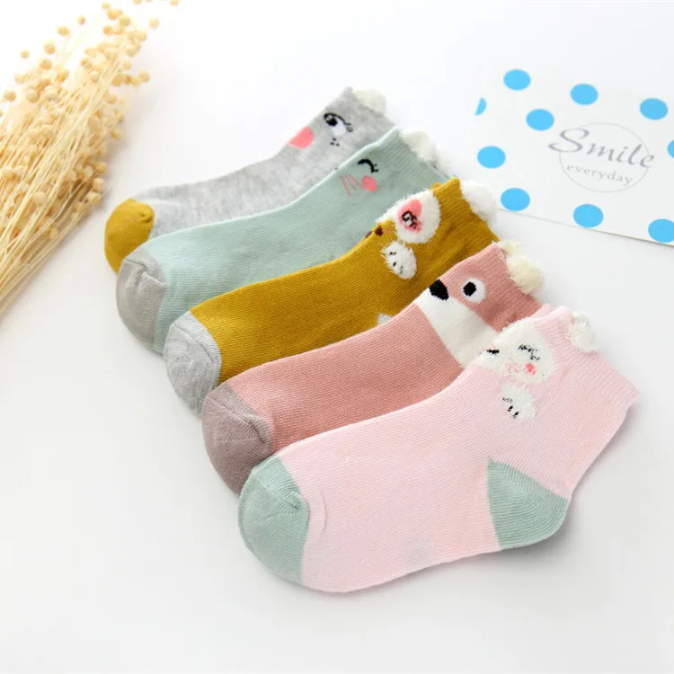 5pairs/lot New Fashion Boys And Girls Socks Ins New Cotton Socks Children Spring Autumn Socks Lovely Cartoon Sock