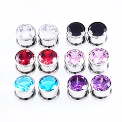 1Pair Crystal Zircon Ear Plug Tunnel Earring Cartilage Expanders Gauges Screw Flesh Plugs and Tunnels Piercing Body Jewelry