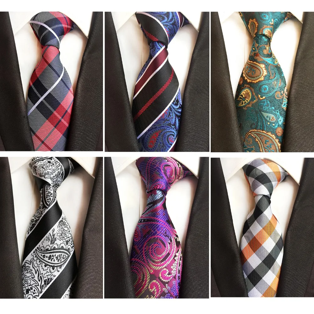 RBOCOTT New Models 8CM Ties Gradient Color Neck Ties Striped&Paisley Tie Mens Blue Black Tie Green Brown Tie For Wedding Party