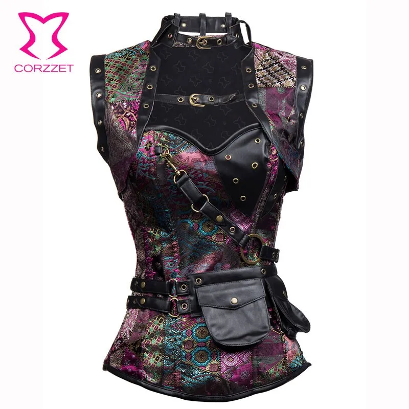 

Purple Brocade Gothic Clothing Corsets And Bustiers Steampunk Corset Plus Size Korsett For Women Sexy Espartilhos E Corpetes 6XL