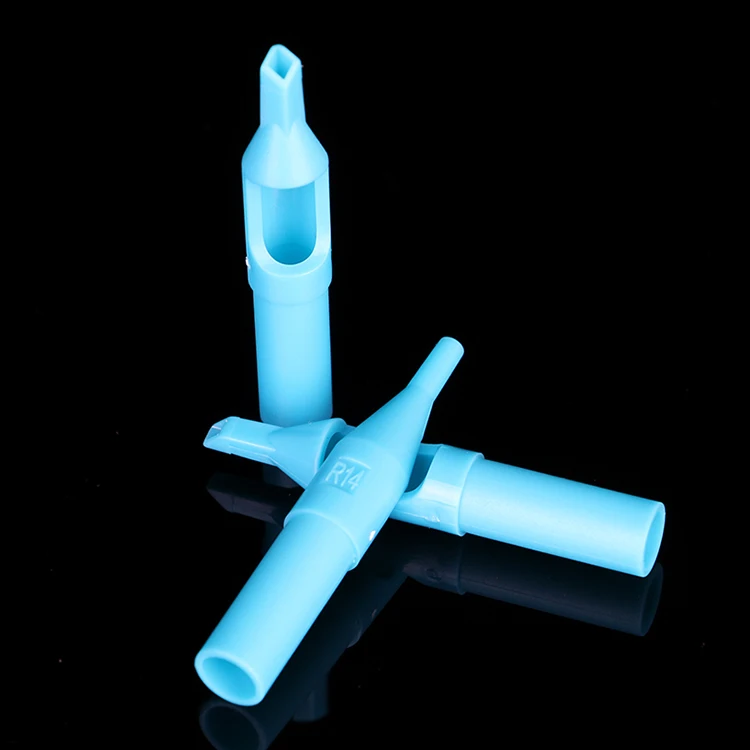50pcs 3/5/7/9/11/14DT Blue Sterile Disposable Tattoo Machine Gun Nozzle Tips Needle Tube For Tattoo Gun Needle Ink Cup Grip Kits