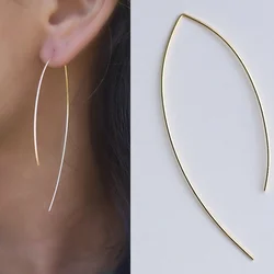 Fashion Copper Gold Color Minimalist Earrings Arc Threader Dangle  Everyday Jewelry Gifts For Women Girls