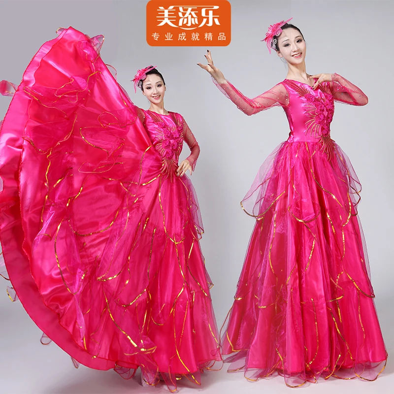 Spanish Flamenco Full-skirts 2019 New Opening Dance Big Pendulum Dress Adult Women Modern Dancing Stage Performance Costume H541