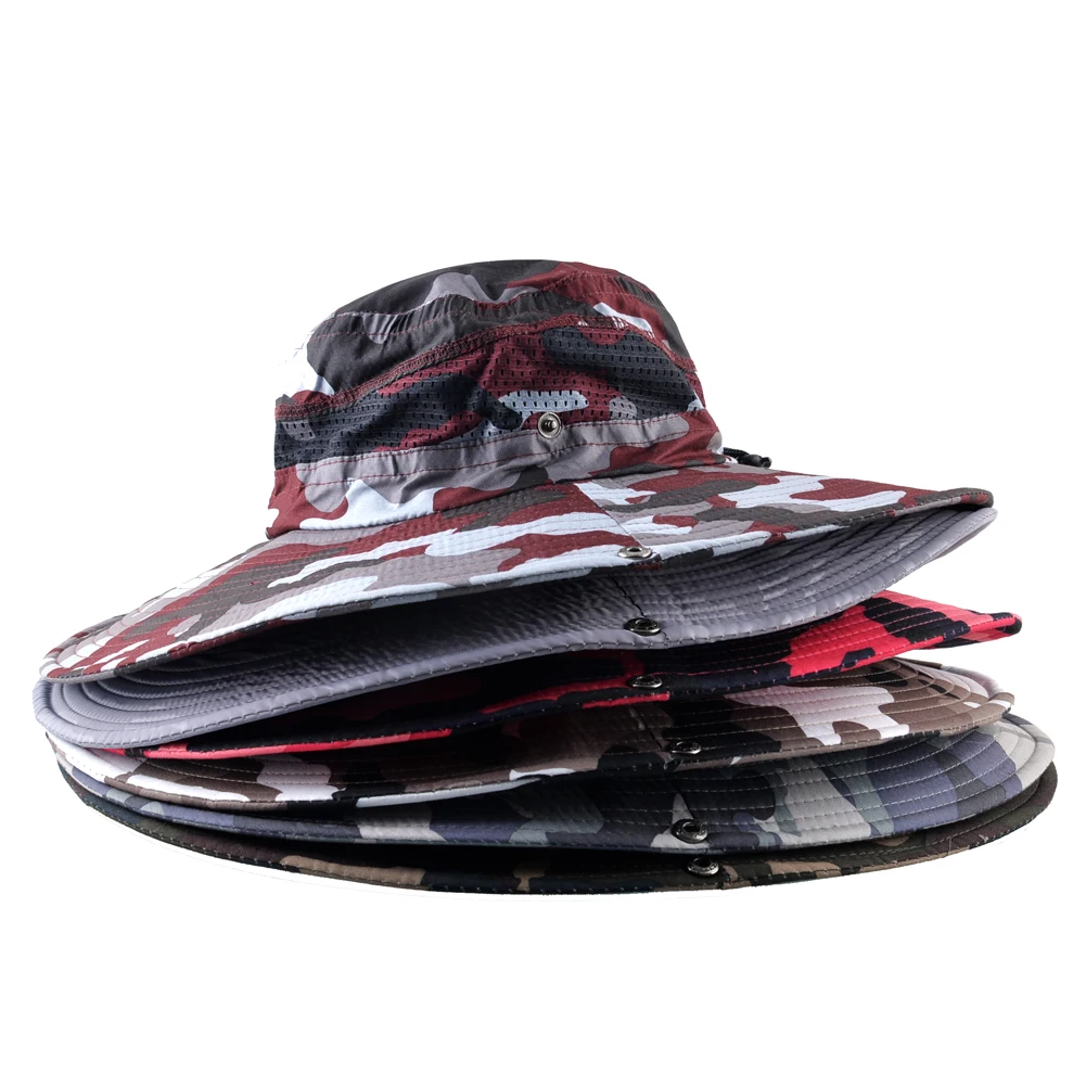 Fashion Tactical Camouflage sun hats for men Outdoor Fishing cap Wide Brim Anti-UV caps women camping hat Summer Hiking bone