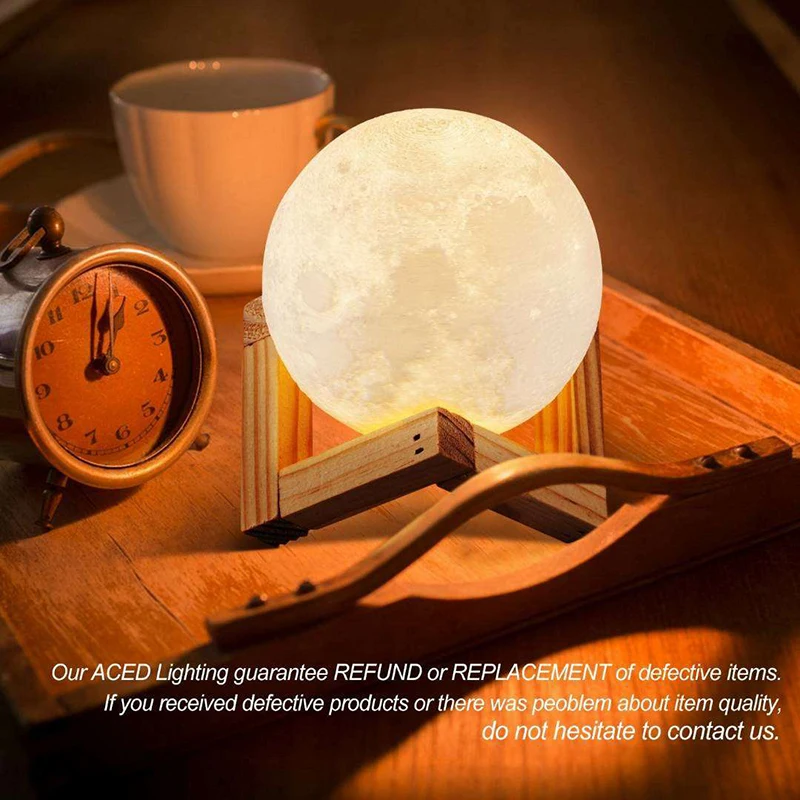 Imagem -03 - Impressão Lua Lâmpada Recarregável Led Night Light Cor Toque Lua Lâmpada da Noite das Crianças Quarto Decoração Presentes de Aniversário 3d