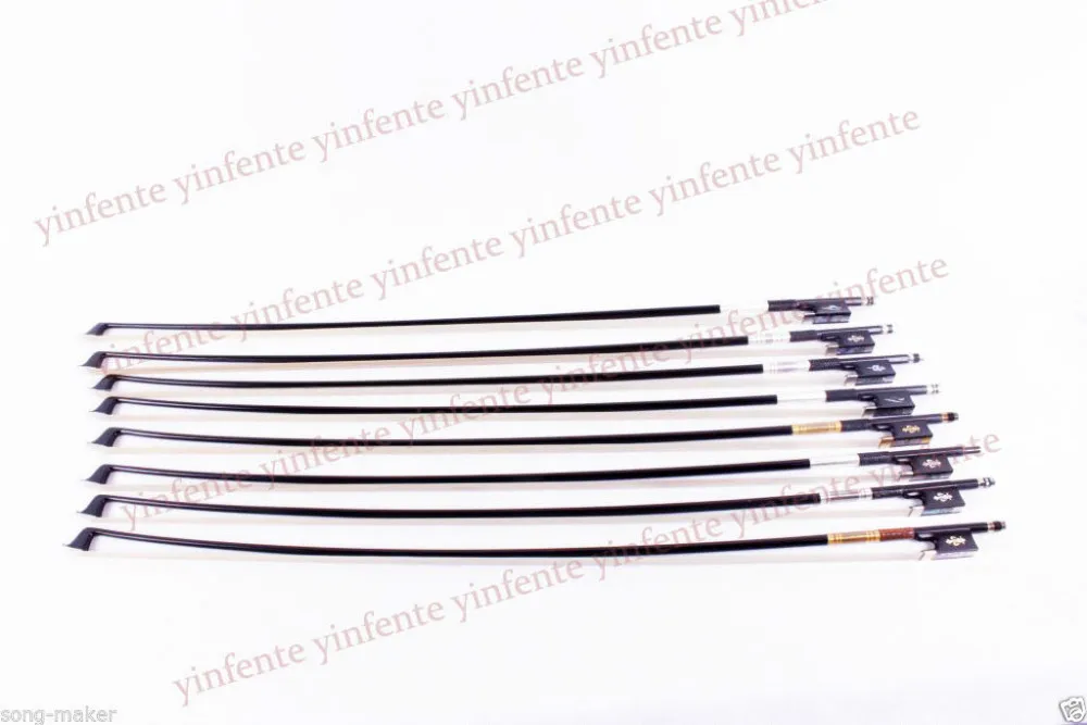 New one Violin Bow Plaid Carbon Fiber Round Stick Ebony   Flower inlaid 4/4 #7-15 you can choose any one