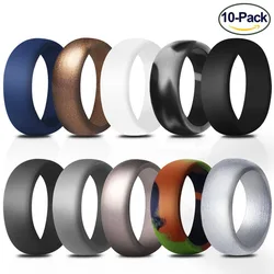 10PCS 8.7mm wide arc 10 color silica gel male character silicone exercise ring for men