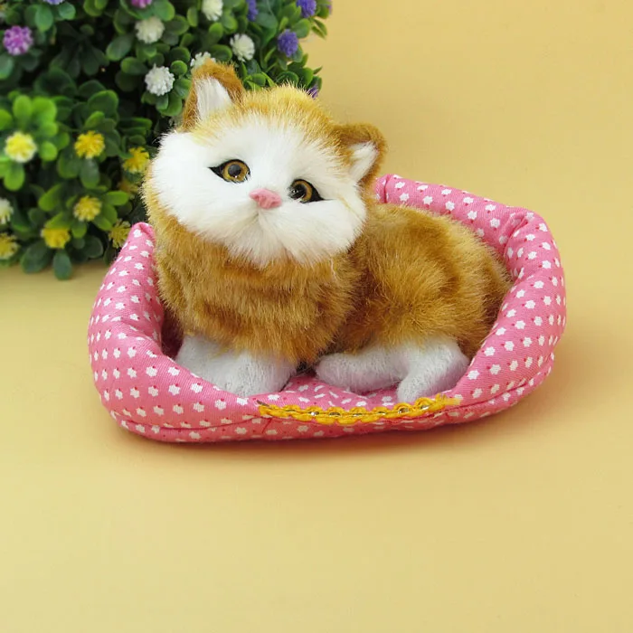 cute simulation cat plastic&fur squating cat doll gift 13.5x10x11cm