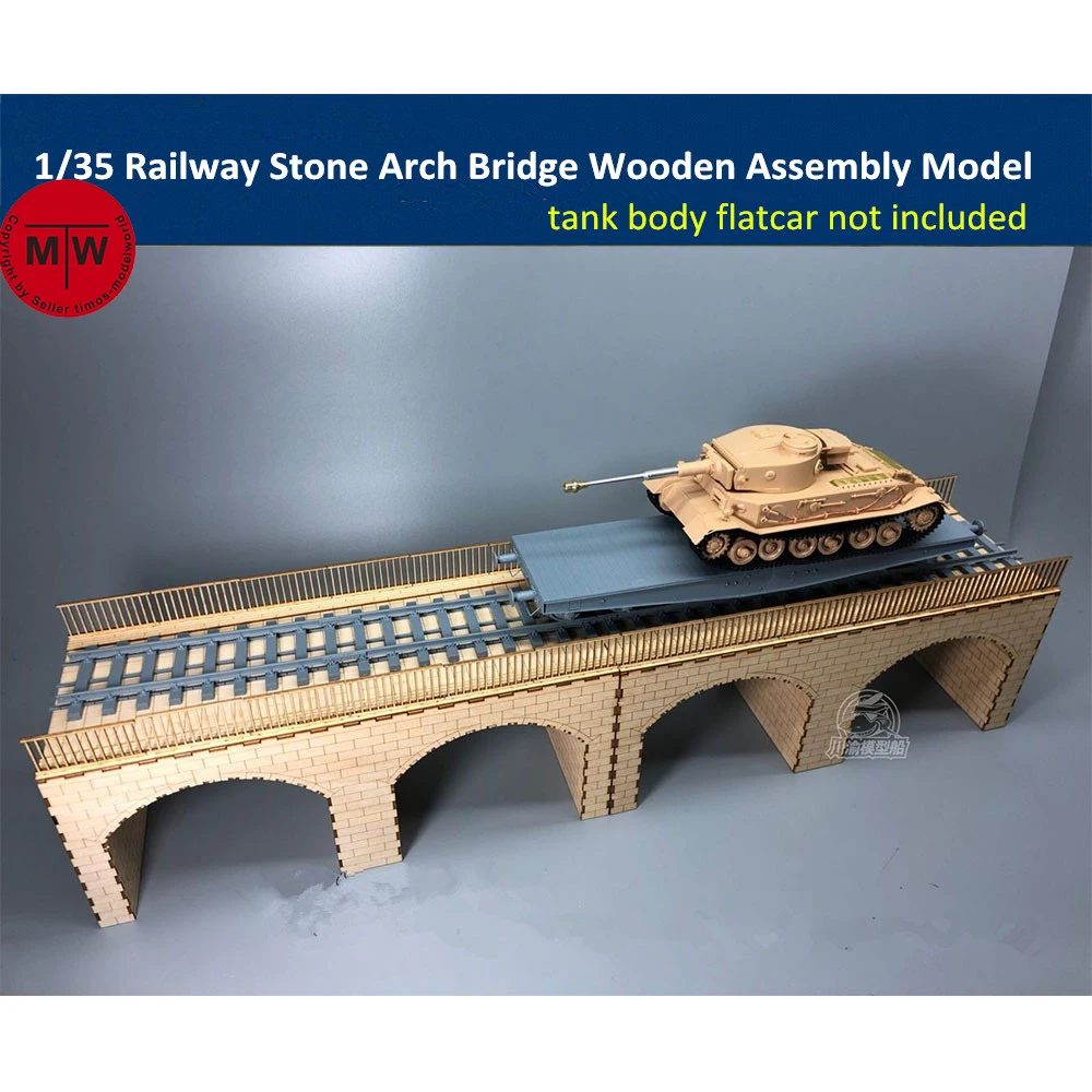 1/35 Scale Railway Stone Arch Bridge Diorama Wooden Assembly Model Kit TMW00012