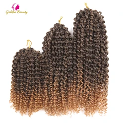 Goldene Schönheit 8-12 zoll Häkeln Zöpfe Lockige Synthetische Flechten Haar Ombre Häkeln Haar Extensions Verworrene Twist 60 stränge/pack