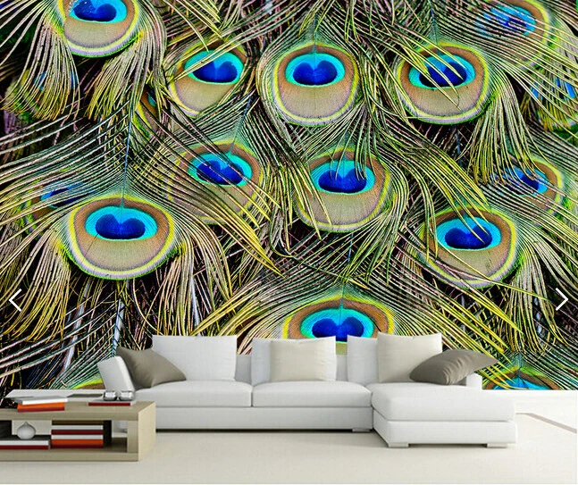 Custom photo wallpaper, Peacock feather,3D modern wall paper mural for living room bedroom kitchen wall waterproof PVC wallpaper