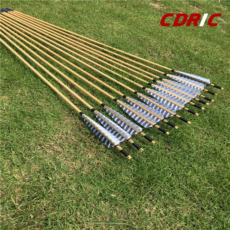 6/12/24pcs Wooden Arrows 32 inch With  Turkey Feather  For 25-70lbs Bows for Longbow Archery Shooting