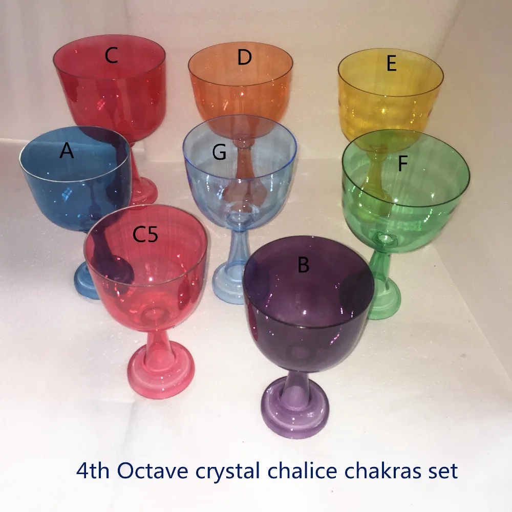 

4th Octave color Crystal Singing grail/chalice set, perfect Musical Note "CDEFGABC5",8PCS, standard 432HZ.