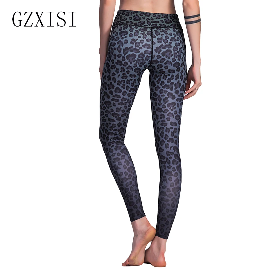 Leopard Print legginsy fitness legginsy dla kobiet sportowe trening legginsy wysokiej talii elastyczne Slim czarne białe spodnie