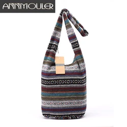 Women Vintage Shoulder Bag Mochila Retro Weave Fabric Messenger Bag Bohemian Style Hippie Aztec Folk Tribal Crossbody Bag