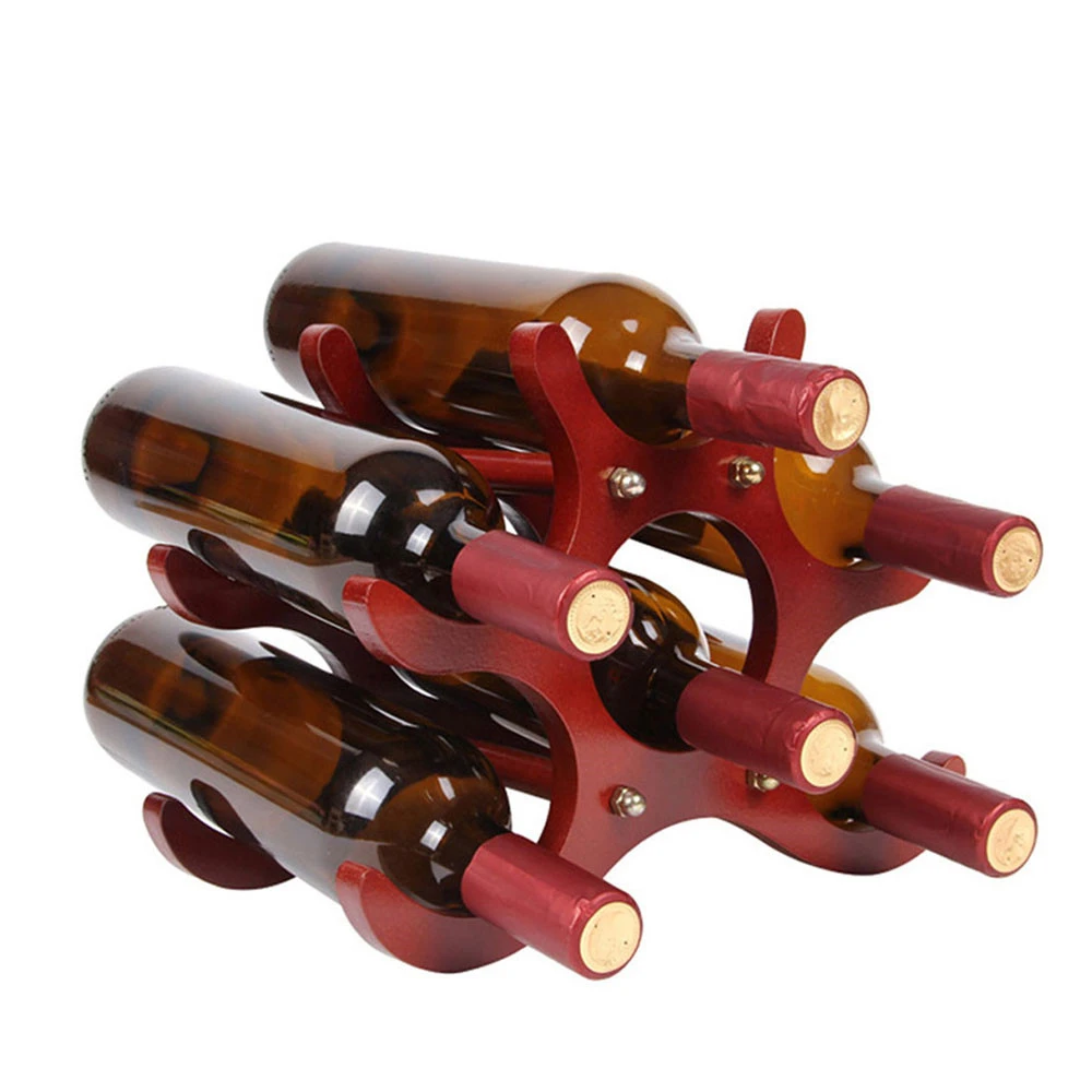 

6 Bottles Wine Racks Wooden Wine Bottle Holder Wine Stand Shelf Tabletop Decoration Home Bar Storage Shelf Racks Kitchen Tools