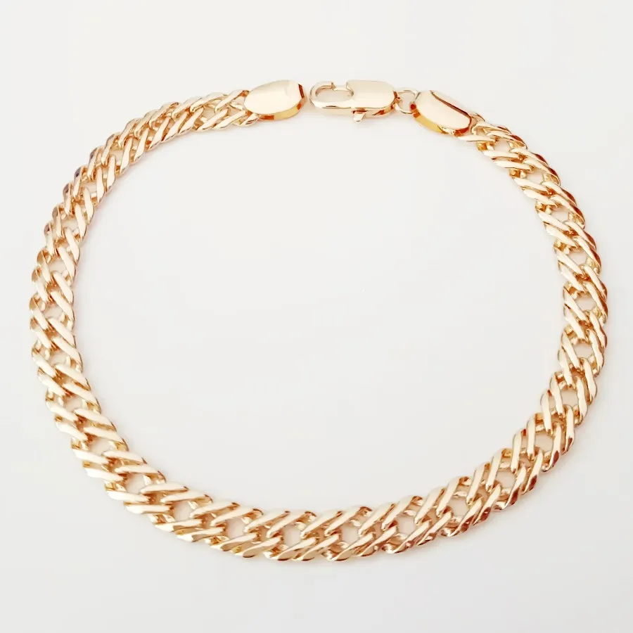 Fashion Men Necklace Chain Trendy Rose 585 Gold Color Jewelry Link 48cm Long Necklace Gift