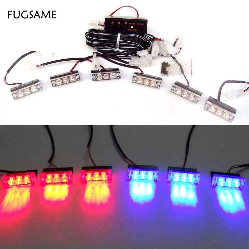 

Wholesale 18LED car truck boat motorcycle Flash Strobe snowy raining Emergency Light Amber WHITE, 3X6 panels warning light