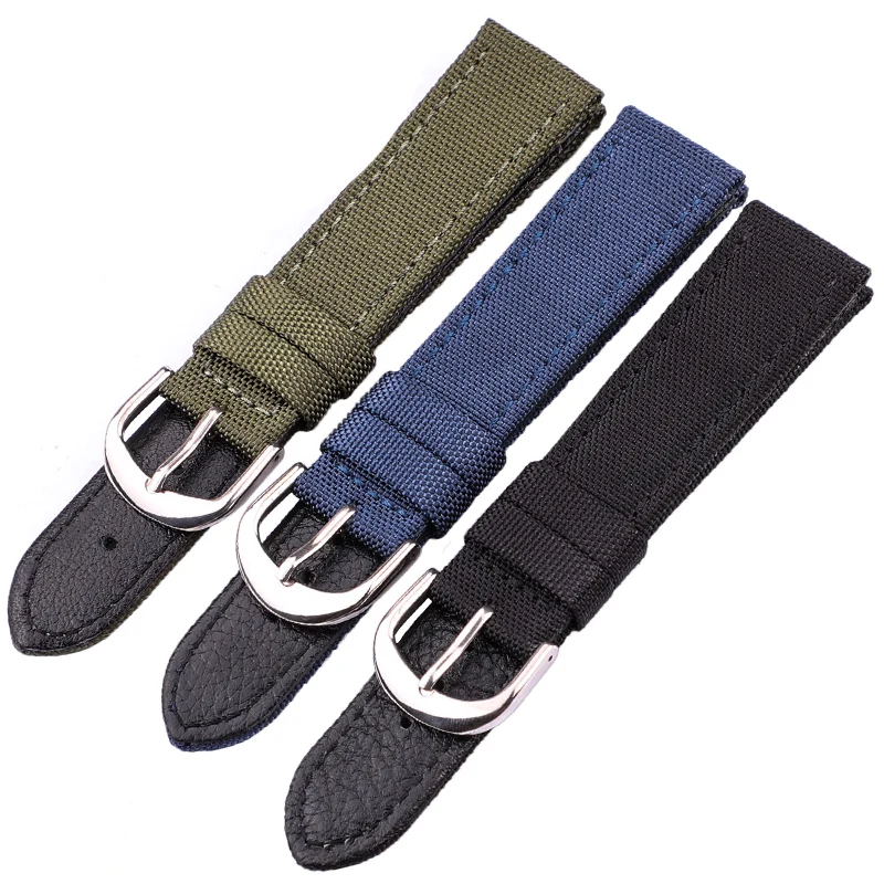 Canvas Nylon Watch Band Strap Blue Black Green 18 20 22 24mm Watchbands Men Women Fashion Replacement Bracelet Watch Accessories