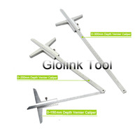 High Quality 150mm 200mm 300mm Depth Vernier Aluminium Caliper 0.02mm 0-150mm 0-200mm 0-300mm Depth Gauge Depth Measuring Tool