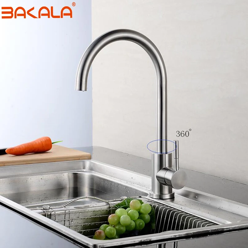 

BAKALA High Quality 304 Stainless Steel No Lead Kitchen Sink Faucet Sink Tap 360 Swivel Mixer Kitchen Bathroom Faucet