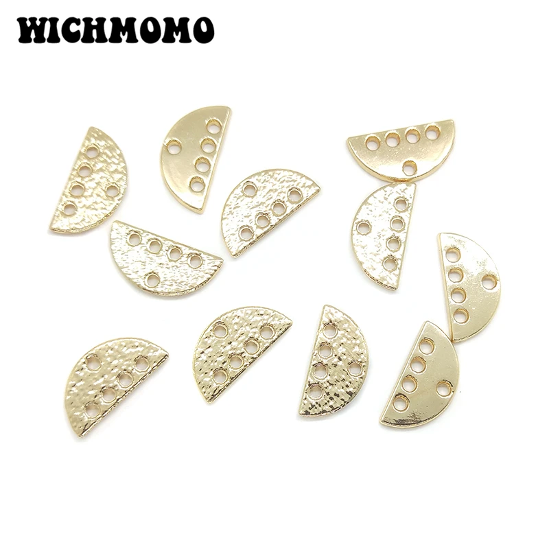 

New 15mm 10pcs Half Round Connector Zinc Alloy Plating Gold Earrings Porous Connector Charms Pendant for DIY Jewelry Accessories