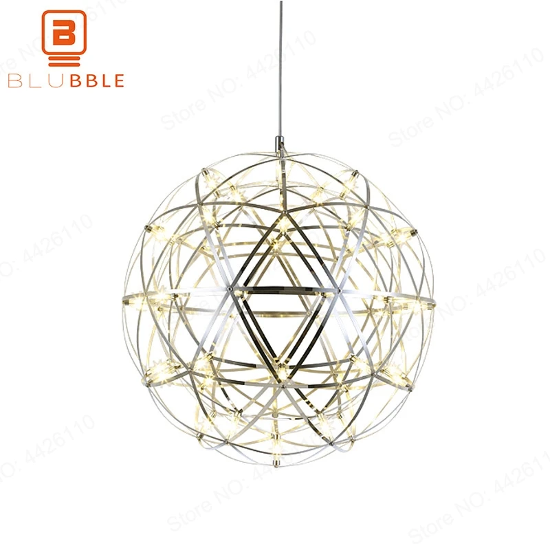 BLUBBLE Modern Spark Ball  Pendant Lights fixture Firework Ball Pendant Lamp Stainless Steel AC 110-240V Loft Bedroom Hanlamp