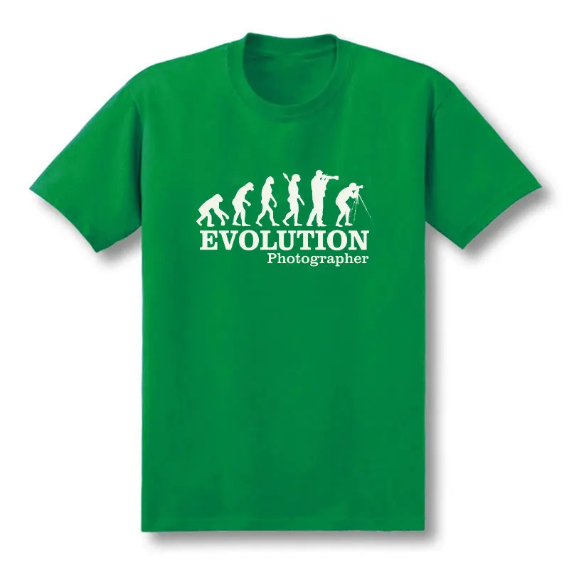 New Summer Photographer Evolution Men T-shirt Funny Cameraman Men Cotton Short Sleeve T Shirts Photography Tees