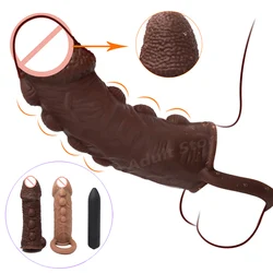 Silicone Penis Extender Thicken Condom Dildo Enhancer Reusable Male Delayed Ejaculation Penis Sleeve Cock Rings Sex Shop Toys