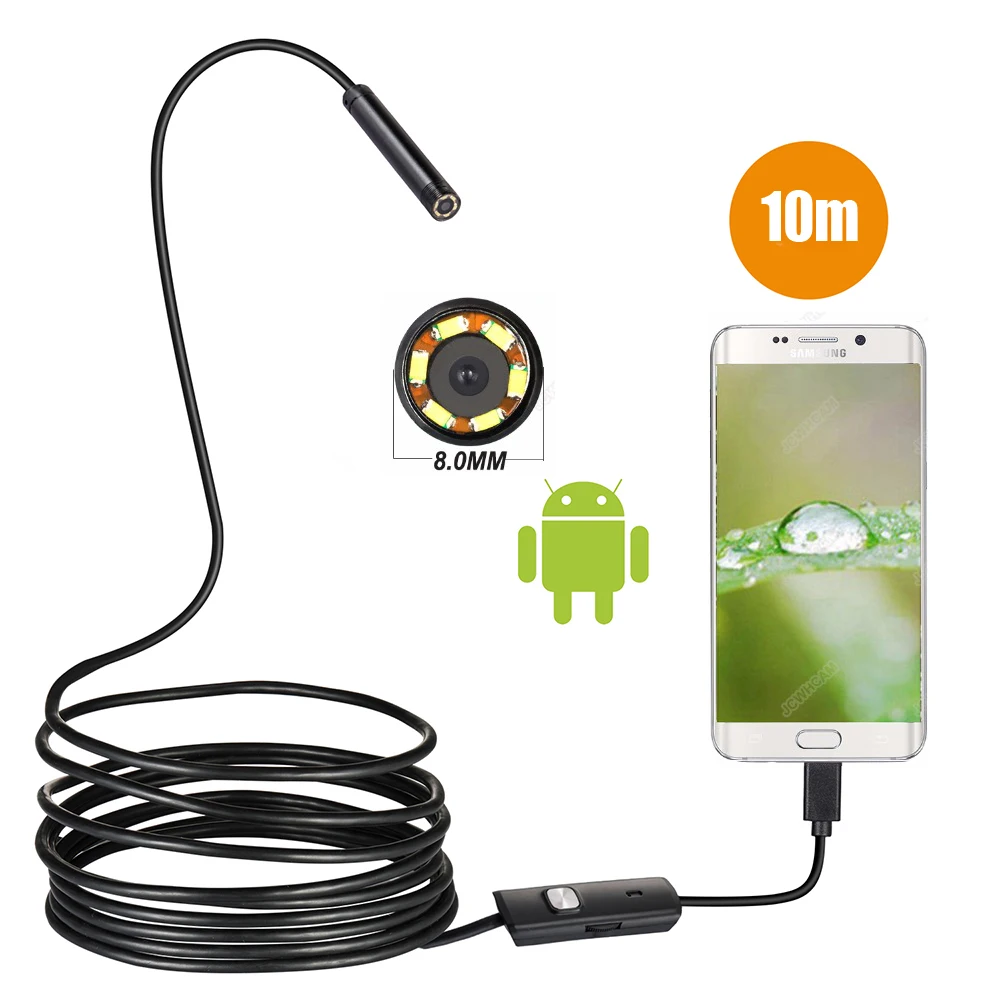 

720P 8MM OTG Android Endoscope Camera 1M 2M 5M 10M Video Endoscope Borescope Inspection Camera Windows USB Endoscope for Car