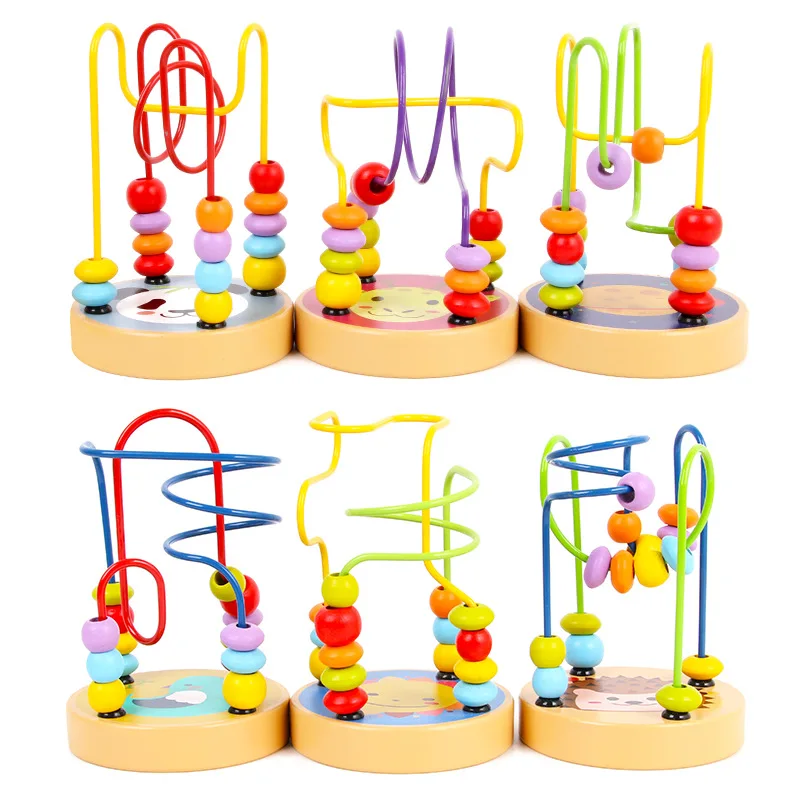 Montessori Toys Educational Wooden Toys for Children Early Learning Math Toy Counting Circles Bead Wire Maze Roller Coaster