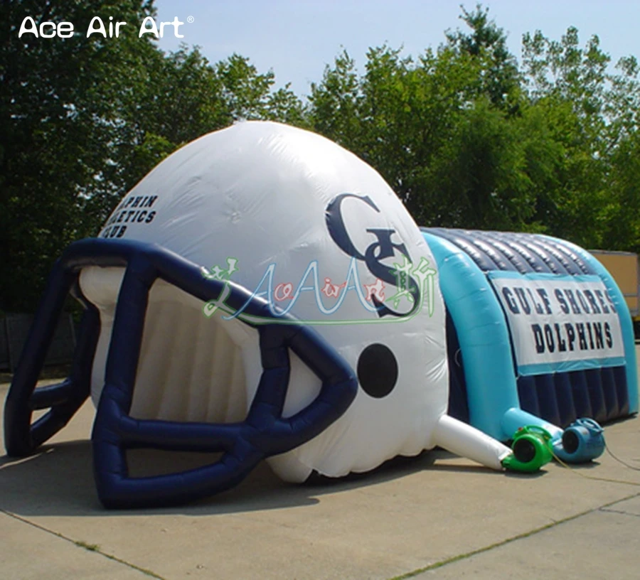 Deft designed awesome inflatable football helmet tunnel,sport tennis tent with logos for sale