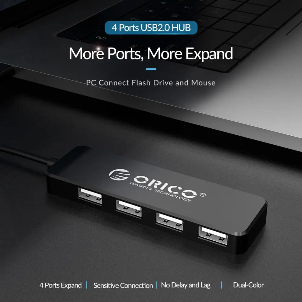 ORICO Mini USB HUB Multi 4 Port High Speed USB2.0 Splitter Portable OTG Adapter  For iMac Computer Laptop Tablet Accessories