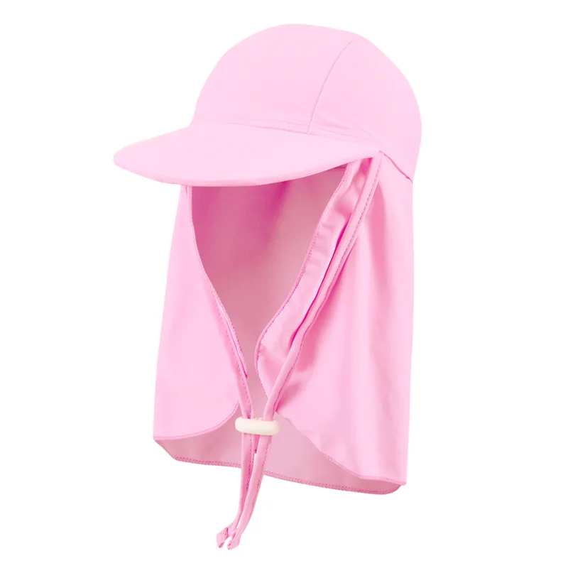 Swimming Cap UPF50 Sunscreen Children Summer Big Brim Beach Flap Cap Ear Cover Neck Protection Sun Hat Kids Boy Girl Anti UV