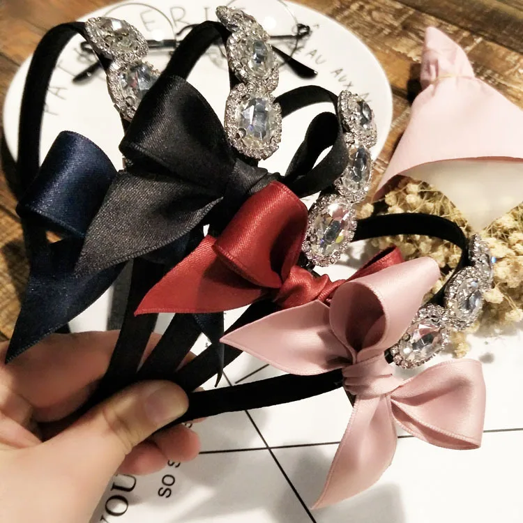 

Модные сияющие хрустальные стразы и сердечком и повязка на голову, для женщин и девочек, бант из ленты, повязка на голову, аксессуары для волос, 1 предмет, Новинка