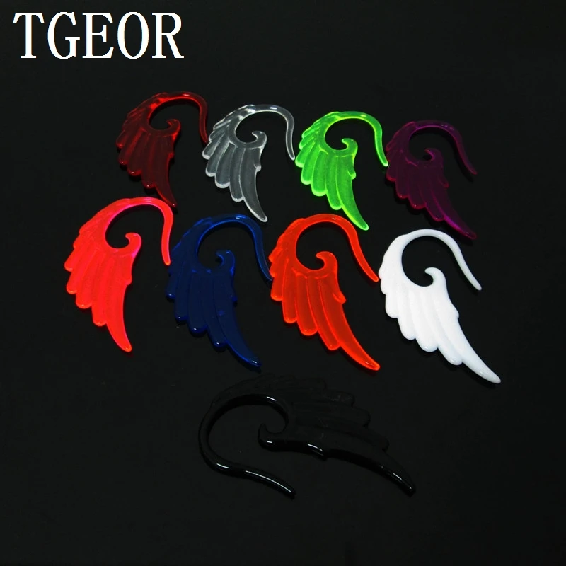 HOT 1 Pair mixed 6 gauges mixed clear colors Wing shape UV acrylic ear expander free shipping