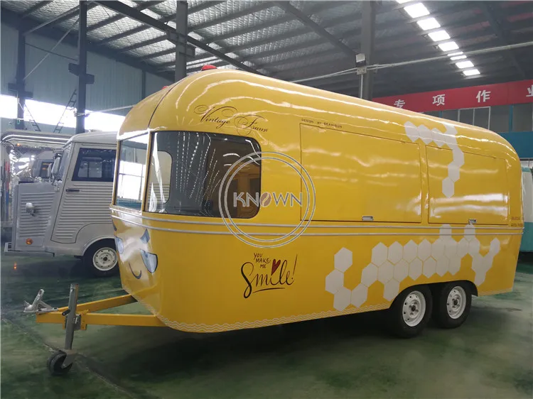 Manufacturer Supply 5M Electric Food Truck Trailer Mobile Kitchen Cartoon Pattern Ice Cream Hot Dog Coffee Food Cart Customized