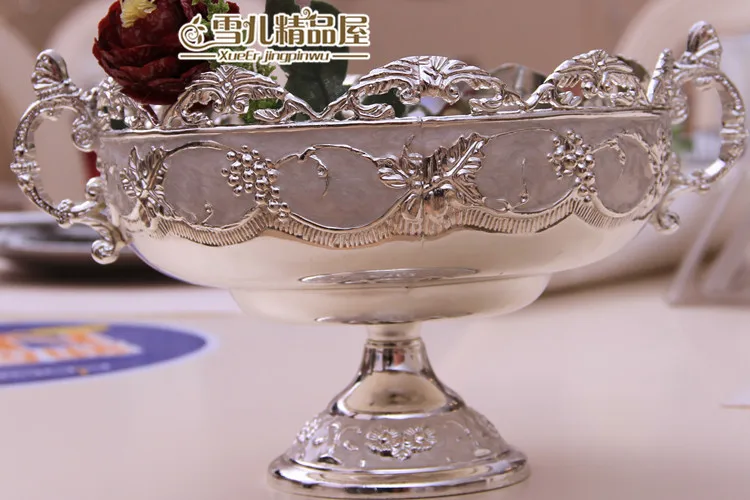 European fruit bowl glass carved silver zinc fruteira alloy luxury KTV peel bowl creative peel Home Furnishing decorative bowls