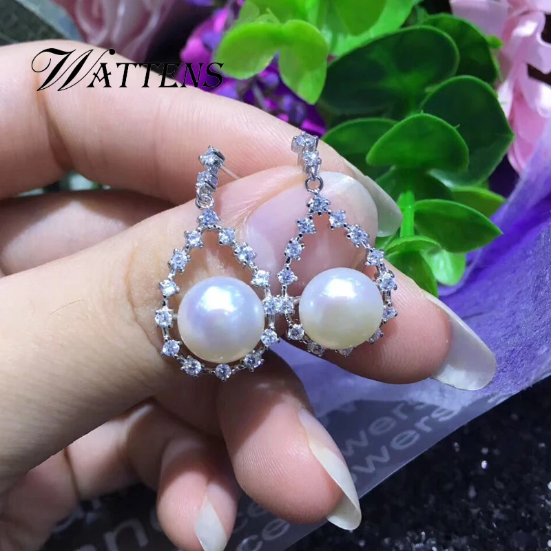 Pearl Jewelry Sets 925 Sterling Silver Necklace Pendant Earrings for women natural Freshwater Pearl Necklace Wedding Party Gift