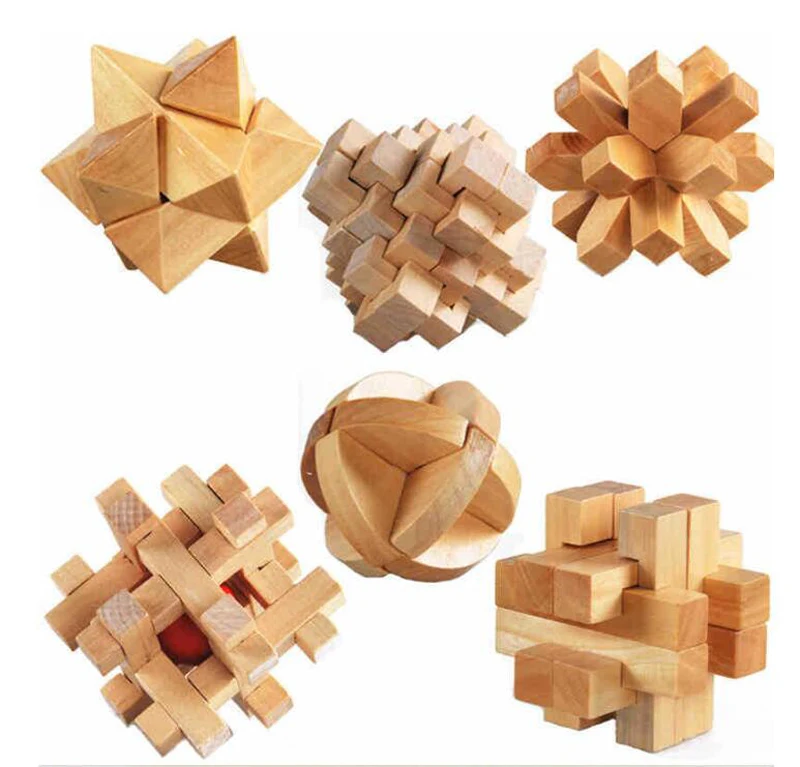 

Freeship 6pc children kids Wooden Chinese traditional intelligent puzzle LUBAN lock toys adults teenage mind game competition
