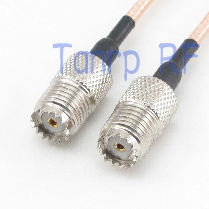 2PCS 20INCH mini UHF female jack to mini UHF female RF adapter connector 50CM Pigtail coaxial jumper cable RG316 extension cable