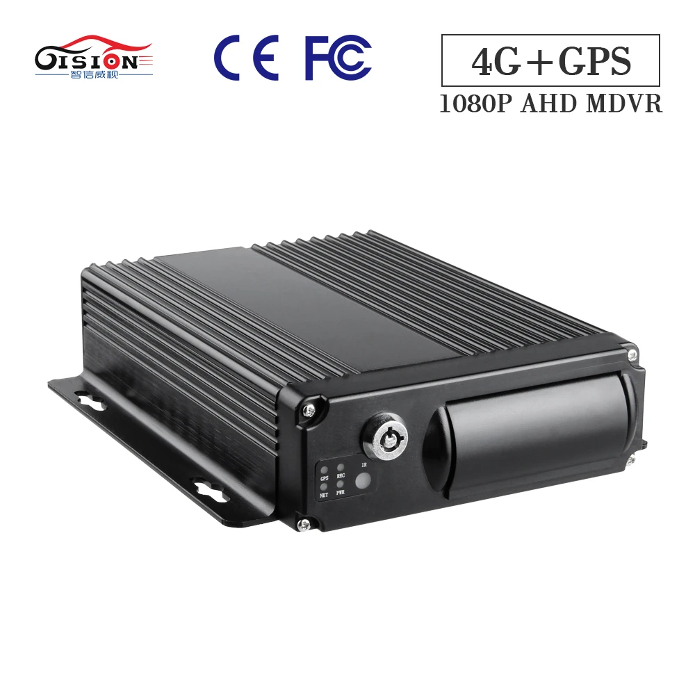 GISION 트럭 버스 택시 MDVR 4CH SD 4G 실시간 비디오 GPS 추적기, 1080P 소프트웨어 무료 CMSV6 차량 감시 DVR