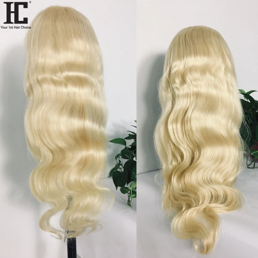 613 สีบลอนด์วิกผมด้านหน้าลูกไม้ด้านหน้ากับผมเด็กบราซิล Body Wave Gluthess Remy มนุษย์ผมวิกผม Pre Plucked สำหรับสีดำผู้หญิง 150% HC