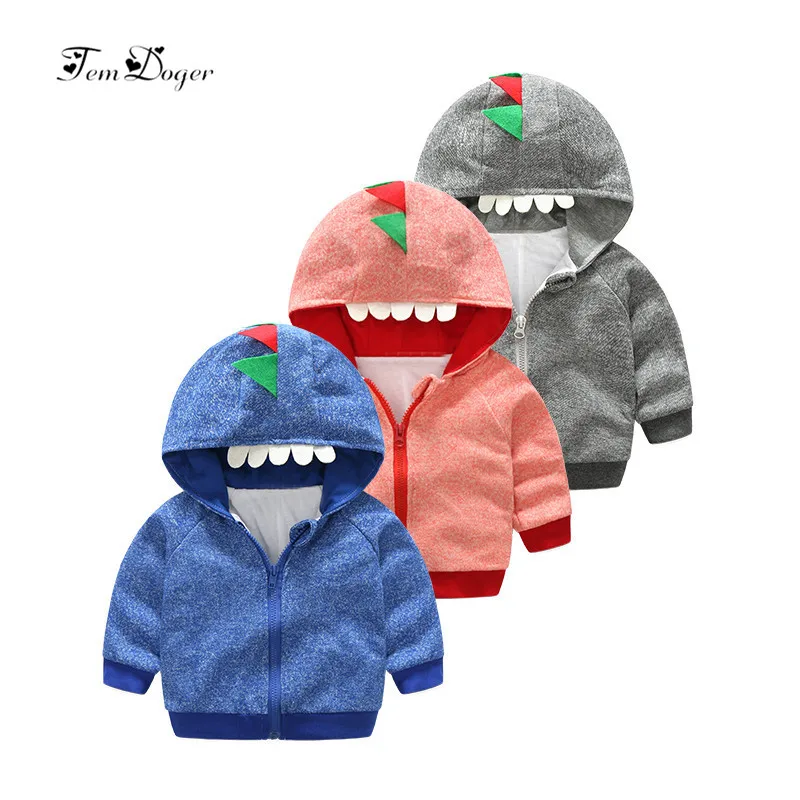 Tem Doger 2018 Baby Boys Girls Autumn Hoodie Boy Girl Cotton Sweatshirt Infant 3D Dinosaur Outfits Tops Bebes Unisex Winter Coat