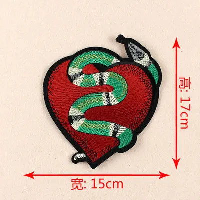 Ricamo grande snake patch per abbigliamento tessuti per la patch diy applique del fumetto panno apposta decorativo pappagallo piumino