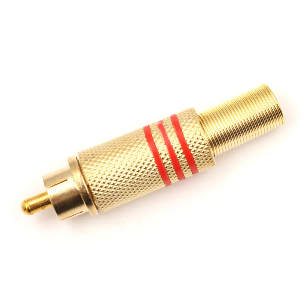 10PCS/Lot RCA Connector Male Jack Plug AV Plugs For PC Audio Vedio Welding DIY Parts Gold Red Black Metal Spring