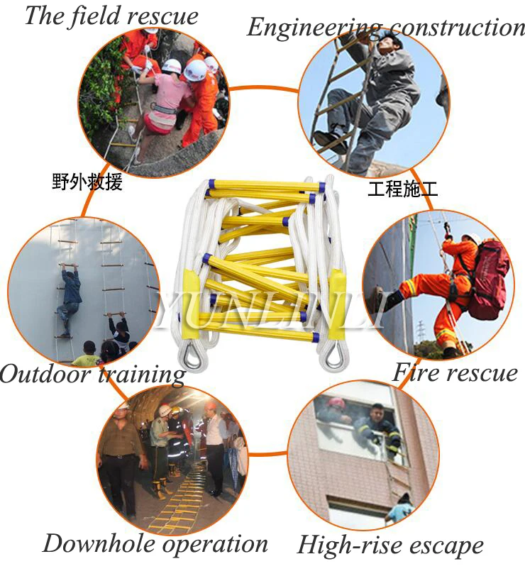 15M Rock Climbing Aerial Work Rescue Rope Ladder Fire Escape Ladder Emergency Work Safety Response Fire Rescue