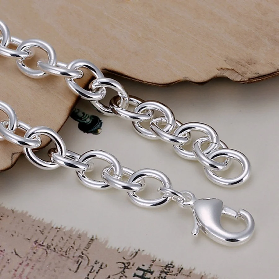 fashion hot sale Chain men women Silver color Jewelry High quality Bracelet factory price free shipping , H089