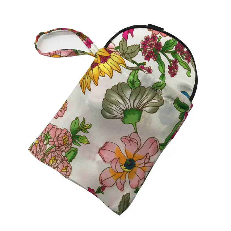 1PC 100% Pure Silk Sleep Eye Mask Floral Pattern with Matched 1PC 100% Silk Drawstring Bags for Travel Relax Aid Multicolor