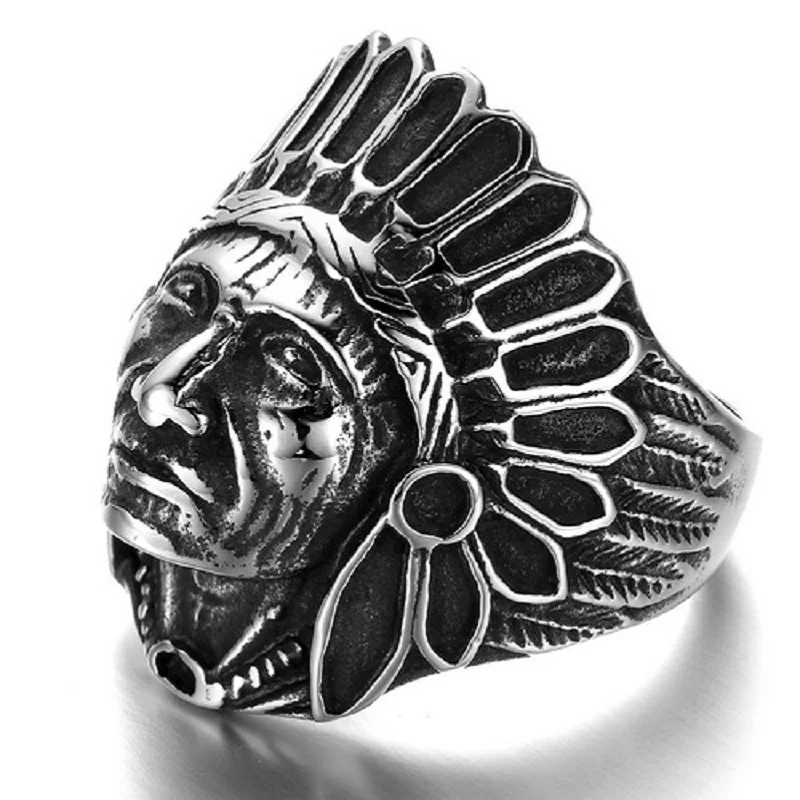 Titanium ring retro Indians chief ring punk non-mainstream  men and women ring